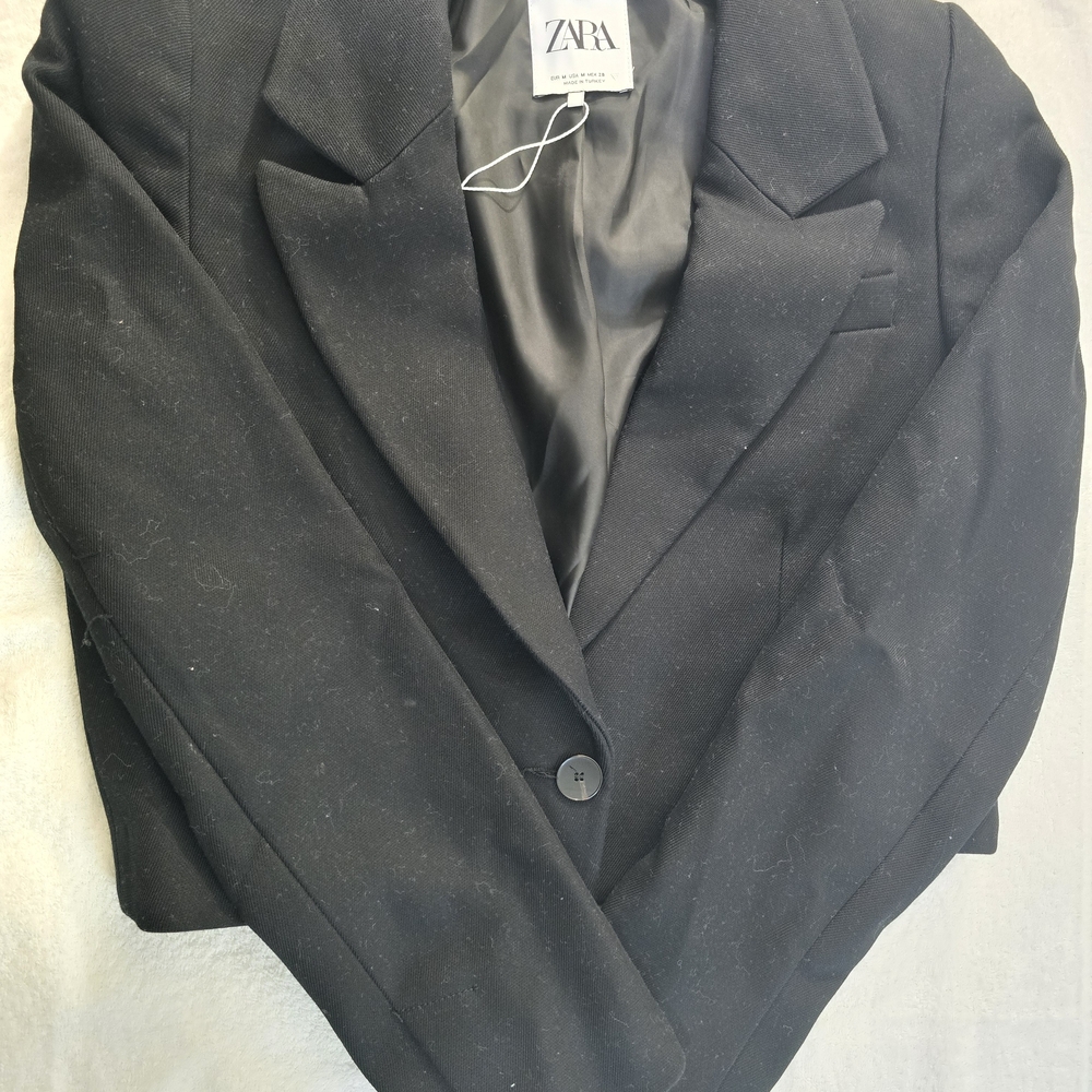 Zara Black Cropped Blazer Jacket - Picture 3 of 5